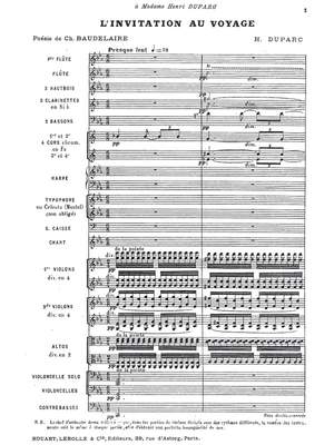 Duparc, Henri: L’Invitation au voyage for voice and orchestra (+ original version for voice and piano)