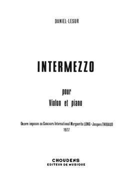 M. Daniel-Lesur: Intermezzo For Violin and Piano