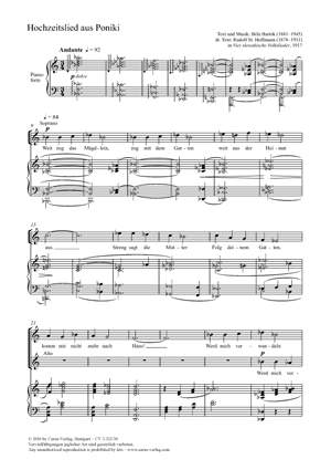 Bartók, Béla: Hochzeitslied aus Poniki