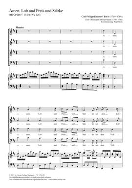 Bach, CPE: Amen, Lob und Preis und Stärke BRCPEB Fs 10.2/1 (Wq 226)