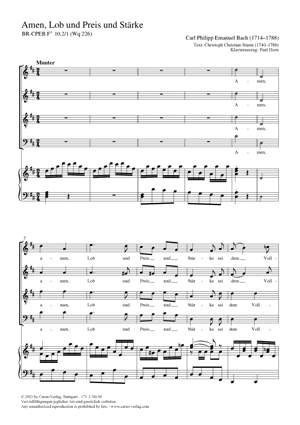 Bach, CPE: Amen, Lob und Preis und Stärke BRCPEB Fs 10.2/1 (Wq 226)