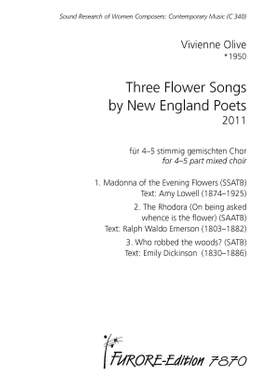 Vivienne Olive: 3 Flower Songs By New England Poets