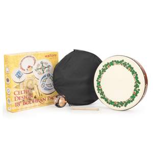 Percussion Plus bodhran 18" Shamrock design with bag, tipper and DVD