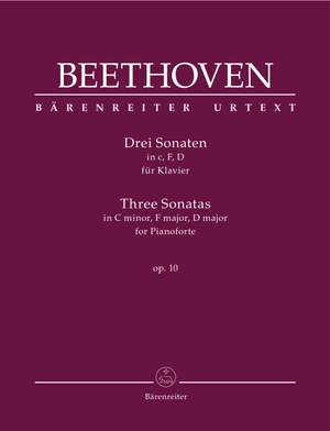 Beethoven, Ludwig van: Three Sonatas for Pianoforte C minor, F major, D major op. 10