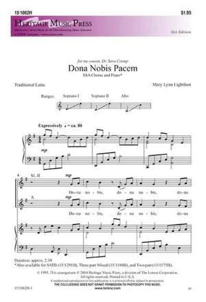 Mary Lynn Lightfoot Dona Nobis Pacem Presto Sheet Music