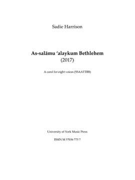 Sadie Harrison: As-Salämu 'alaykum Bethlehem