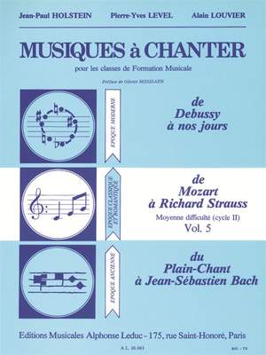 Jean-Paul Holstein_Pierre-Yves Level: Musiques à Chanter Vol 5 De Mozart à R. Strauss