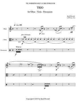 Hvoslef, Ketil: Trio for Oboe, Viola, and Percussion