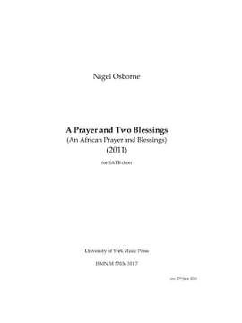 Nigel Osborne: A Prayer and Two Blessings