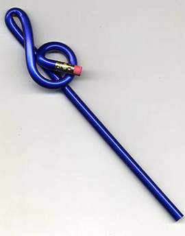 Bentcil Treble Clef Blue Single Pencil