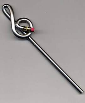 Bentcil Treble Clef Silver Single Pencil