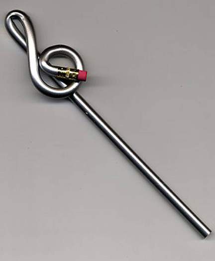 Bentcil Treble Clef Silver Single Pencil