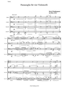 Windhagauer, Horst Rudolf: Passacaglia für vier Violoncelli
