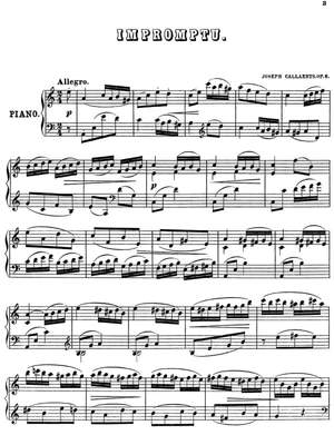 Callaerts, Joseph: Impromptu in a, opus 6 & Caprice in f, opus 8 for piano solo