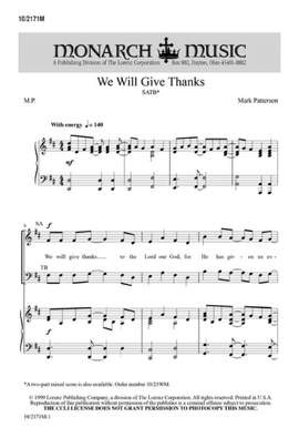 Mark Patterson: We Will Give Thanks