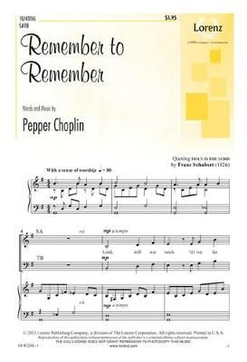 Pepper Choplin: Remember To Remember