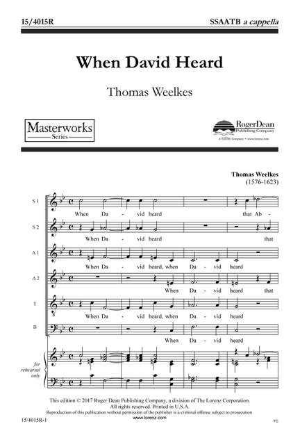 Thomas Weelkes: When David Heard