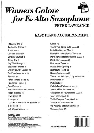 Winners Galore Piano Accompaniment for Alto Sax