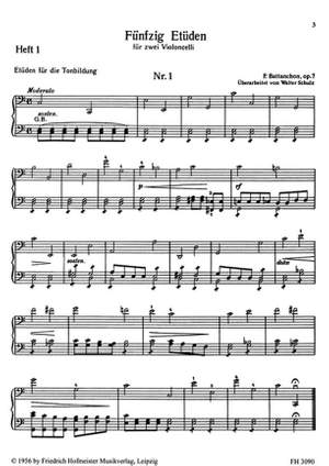 Battanchon, F: 50 studies for two violoncellos 1 op. 7, 1 Vol. 1