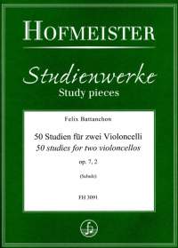 Battanchon, F: 50 studies for two violoncellos 2 op. 7, 2 Vol. 2