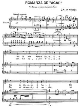 Arriaga, Juan Crisóstomo de: Romanza de “Agar”
