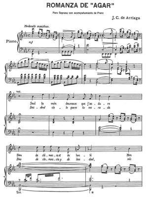 Arriaga, Juan Crisóstomo de: Romanza de “Agar”