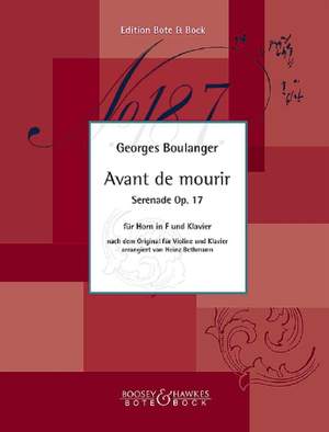 Boulanger, G: Avant de mourir op. 17