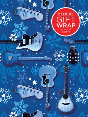 Wrapping Paper - Blue Guitars & Snowflakes Theme