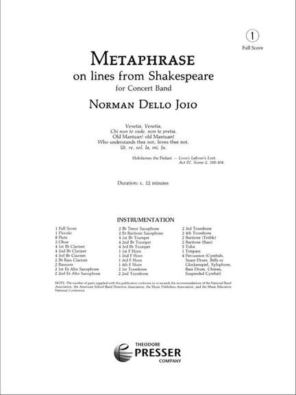 Norman Dello Joio: Metaphrase