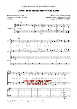 Andrew Lumsden: Come, thou redeemer of the earth