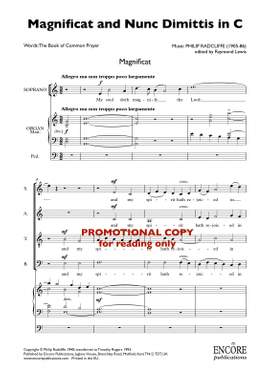 Philip Radcliffe: Magnificat & Nunc dimittis in C