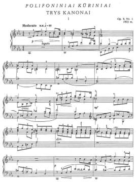 Čiurlionis, Mikalojus Konstantinas: Polifoniniai kūriniai from the year 1902 opp. 9-11 for piano solo