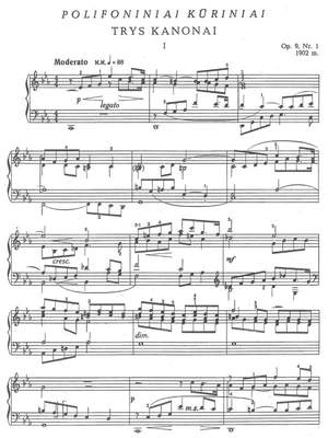 Čiurlionis, Mikalojus Konstantinas: Polifoniniai kūriniai from the year 1902 opp. 9-11 for piano solo
