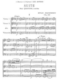 Hennessy, Swan: Premier quatuor à cordes (Suite) op. 46 for two violins, viola and cello