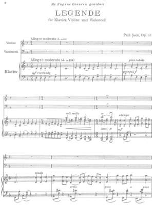 Juon, Paul: Legende op. 83 for violin, cello and piano