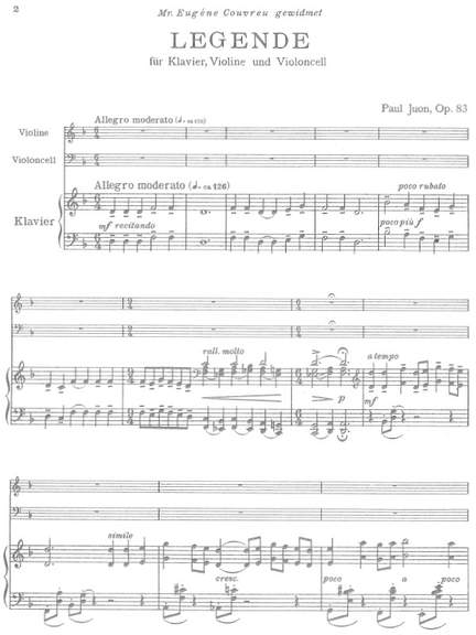 Juon, Paul: Legende op. 83 for violin, cello and piano