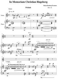 Kasberg Evensen, Bernt: ”In memoriam Christian Høgsberg” for Violin and Piano