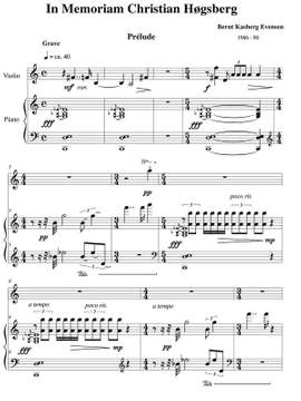 Kasberg Evensen, Bernt: ”In memoriam Christian Høgsberg” for Violin and Piano