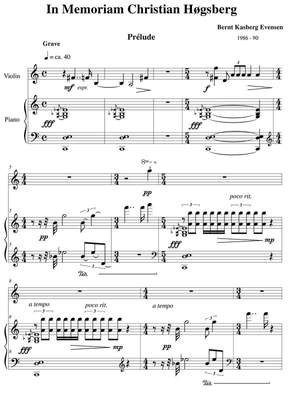 Kasberg Evensen, Bernt: ”In memoriam Christian Høgsberg” for Violin and Piano