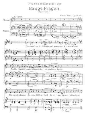 Wetz, Richard: Fünf Lieder op. 28 for voice and piano