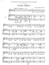 Sommer, Hans: Letztes Blühen. Ein Cyclus für Bariton nach Dichtungen von Prinz Emil von Schönaich-Coralath op. 30