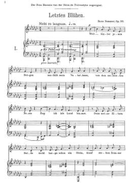 Sommer, Hans: Letztes Blühen. Ein Cyclus für Bariton nach Dichtungen von Prinz Emil von Schönaich-Coralath op. 30