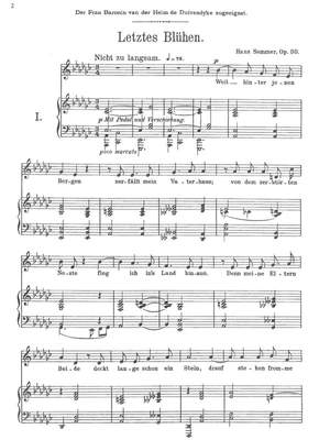 Sommer, Hans: Letztes Blühen. Ein Cyclus für Bariton nach Dichtungen von Prinz Emil von Schönaich-Coralath op. 30