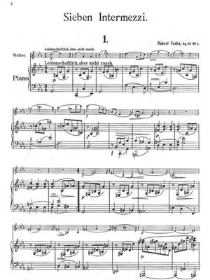 Fuchs, Robert: Sieben Intermezzi op. 82 for violin and piano