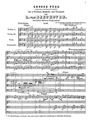 Beethoven, Ludwig van / arr. Weingartner: Große Fuge (Grande Fugue) B flat major Op. 133