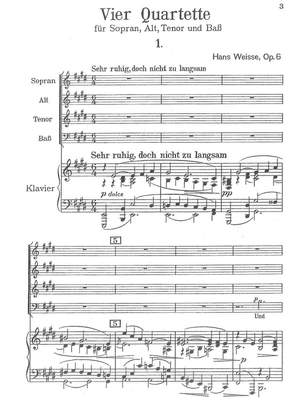 Weisse, Hans: Vier Quartette für Sopran, Alt, Tenor und Bass mit Klavierbegleitung op. 6
