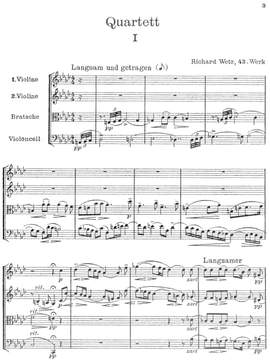 Wetz, Richard: Quartet Nr. 1 f Minor op. 43 for two violins, viola and cello