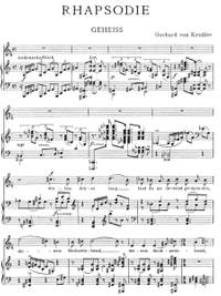 Keußler, Gerhard von: Gesänge nach eigenen Dichtungen (Songs on original lyrics): Rhapsodie