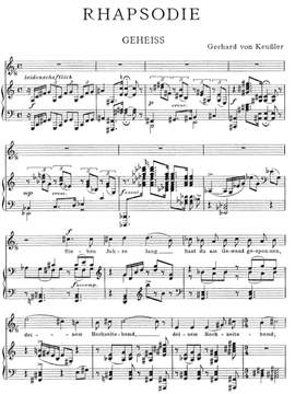 Keußler, Gerhard von: Gesänge nach eigenen Dichtungen (Songs on original lyrics): Rhapsodie