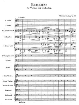 Sinding, Christian: Romance in D Major Op.100 for violin and orchestra